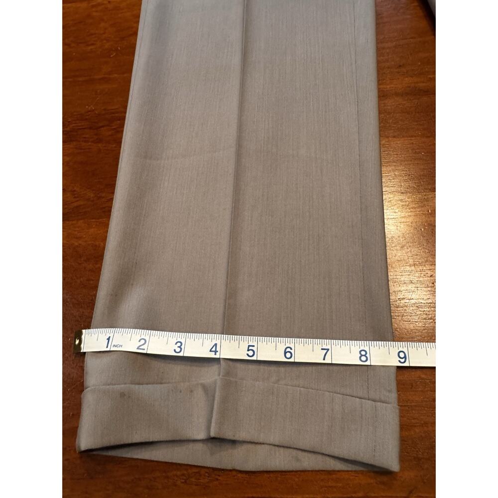 35 X 31 Zanella Todd Solid Light Gray Wool Flat Front Dress Pants Cuffed - Picture 7 of 9